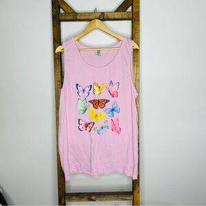 Comfort Colors Pink Butterfly Print Tank Top